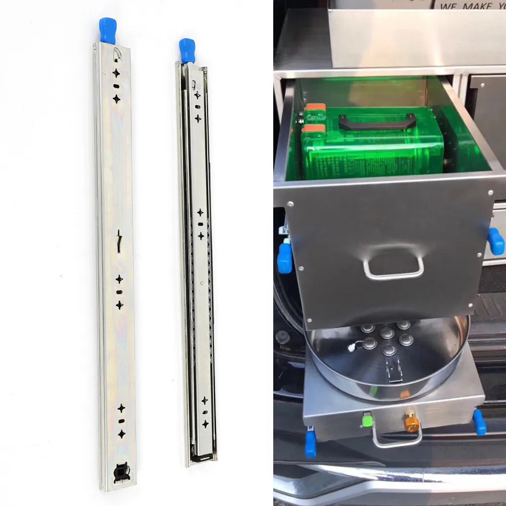 Lock Fridge Duty Full Heavy Runner Trailer Drawer Extension Draw Slides 24"Inch