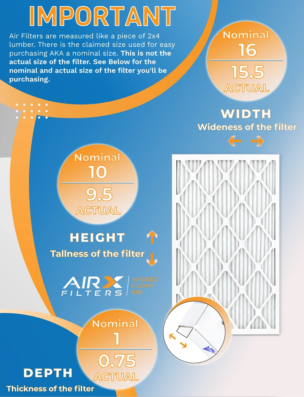 Comparable in 10x16x1 CLEAN AIR. 12 & Air MERV Furnace Made 700 Filter - FPR MPR AIRX Rating, FILTERS WICKED of Pack to 5 by Filters USA 8