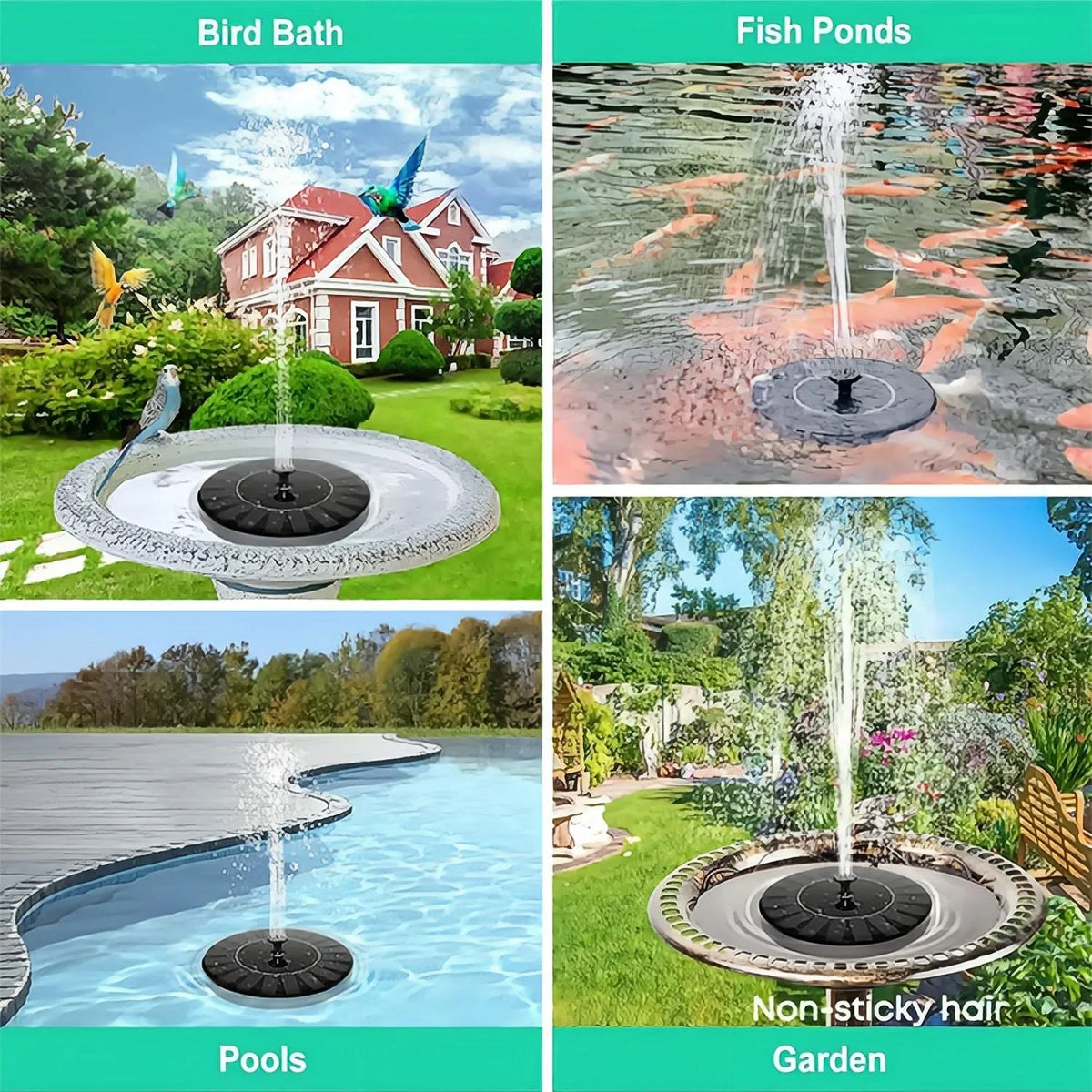Pools Pump Gardens, exterior Fountain Fountain Powered Floating, Swimming Bath Solar 1pc and Bird - Solar Independent Ponds, Terraces, Waterscape for -