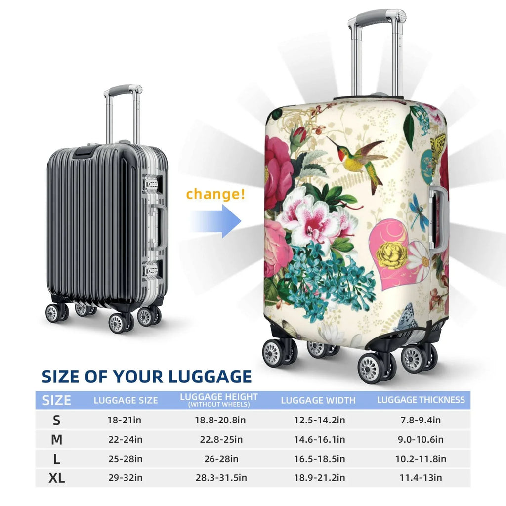 Zipper Rose Cover Print Bird Luggage inch Washable with Elastic Protective -Medium Suitcase Hidden Fits and 18-32 Easygdp Butterfly