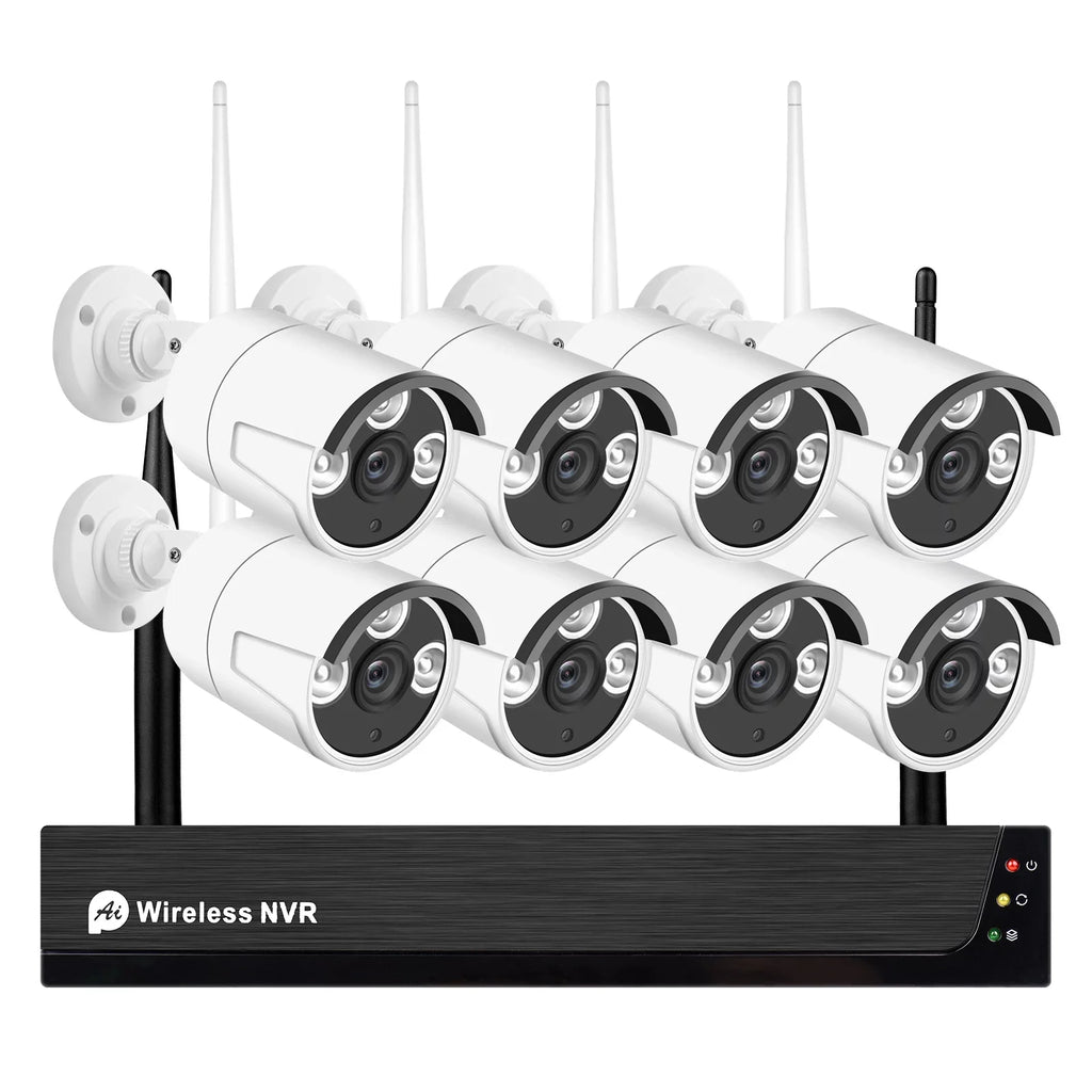 Alert, with Night Camera System, Motion NVR Hard MIXFEER Indoor 1080P Vision, Tuya Smart Cameras Wireless Remote 1080P 2.0MP 8PCS Drive IP CCTV No + 8Channel 8CH 1080P exterior App Access,