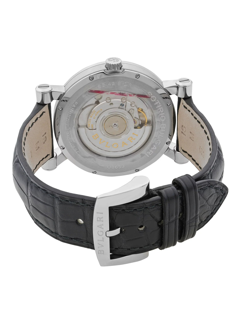 Mens Watch Dial SB42SDR Automatic Black Retrograde Steel Bvlgari Sotirio