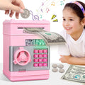 Gifts Digital (Pink/Silver) Money Kids Money ATM ATM Savings Real Kids Coin Password Saving Bank Cash for Piggy Girls Toy Boys Bank Mini Electronic Box Adult Savings Safe Machine