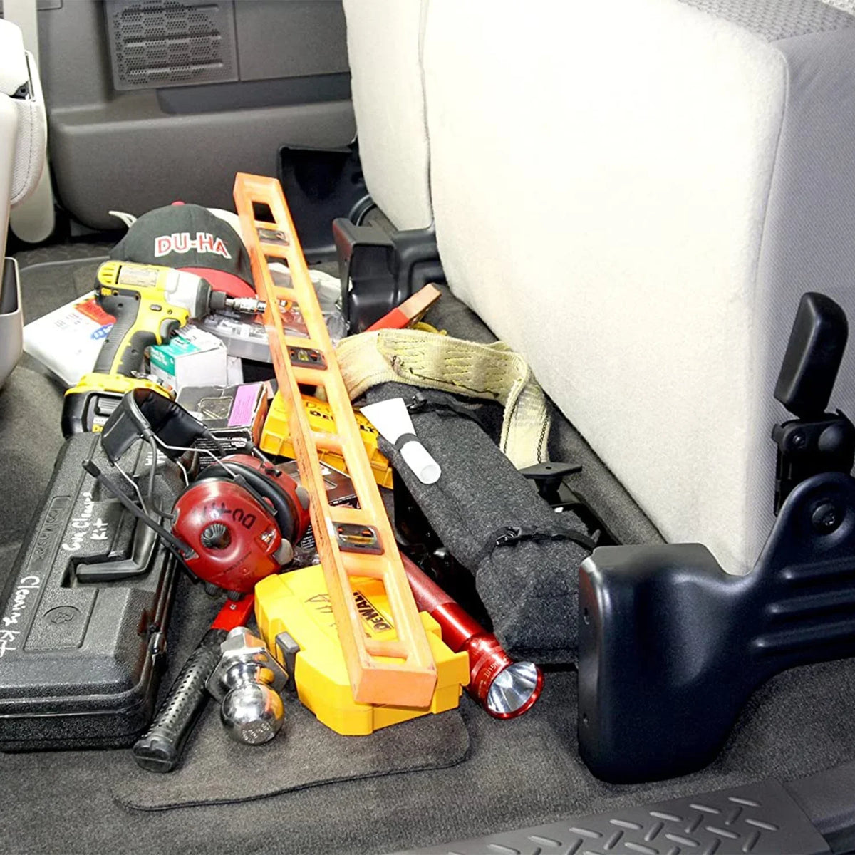 Incl. 2011-2012 Underseat Gun F150 Storage; Fits select: 2013-2014 SUPER CAB, Vehicles Gray; DU-HA DU-HA F150 Subwoofer; Rack/Organizer; Factory w/o 20096