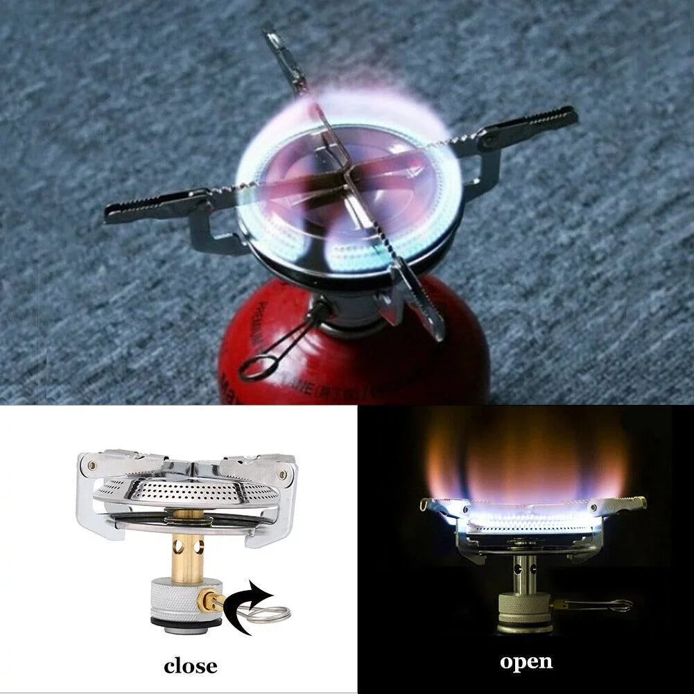 Foldable Cooking Mini Camping Burner Stove Gas Picnic Hiking Propane Accessories