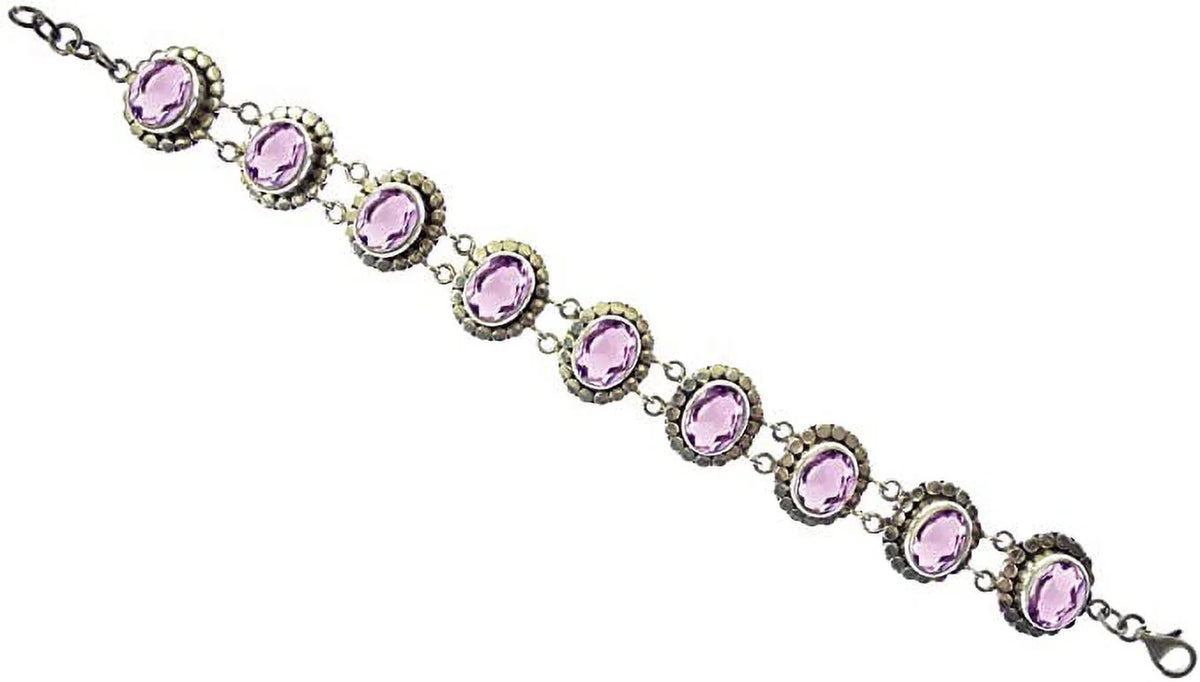 Tribal Silver to Length / Genuine for Purple Unique 8” Sterling Women Adjustable Gemstone Designer Ethnic Inch Amethyst Bracelet 925 Handcrafted 7.5” Beautifully Fashion Gypsy