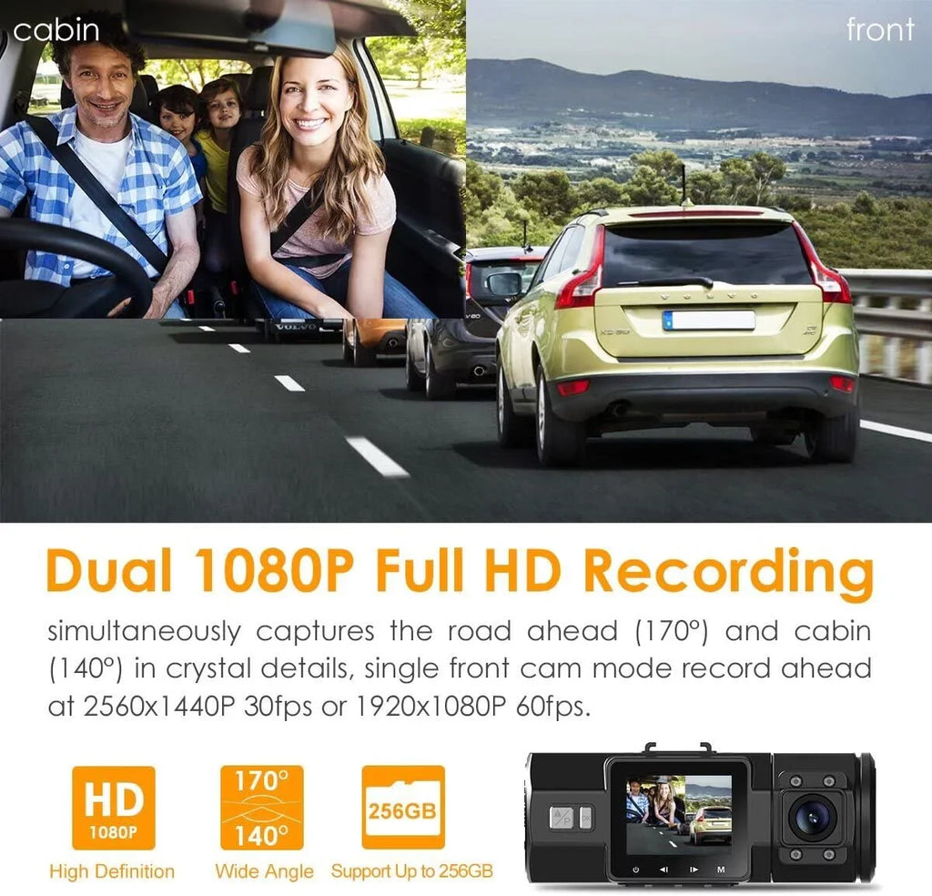 with Camera Dash Pro Vantrue Camera Cam, Dash Vision, 24hrs Single Uber Front N2 Mode, 1080P and G-Sensor, 1440P, Loop Front Dual Night Car Interior Recording Parking