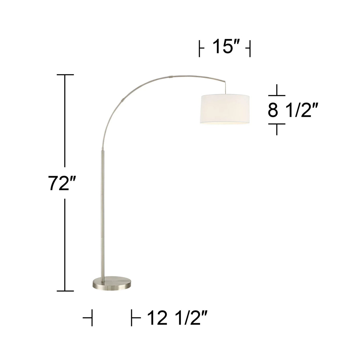 Lamp Drum with White 72" Port Shade Arc Brushed Nickel Floor House Room 360 Modern Reading Living for Charging Tall USB Lighting