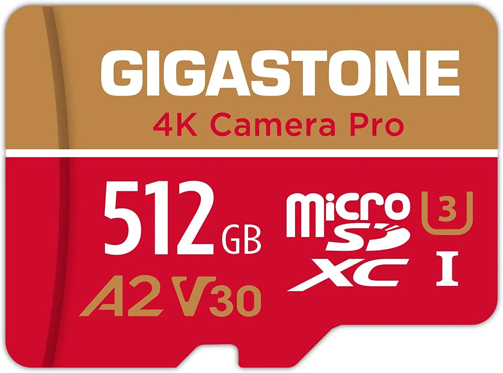 with GoPro A1 R/W MB/s, Video SDXC Recording, compatible Nintendo 10 Gigastone V30 up 512GB UHS-I Class to Micro SD Camera Card, 4K 4K Cameras, Cam, 100/60 Dash Micro Pro, Switch,