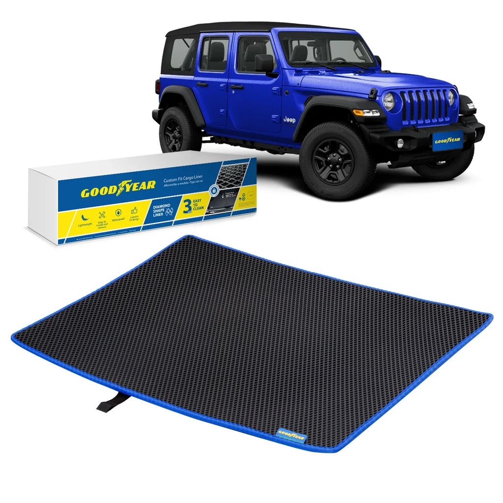 Mat Anti-Slip Wrangler Waterproof, Dimond Liner, Fit Cargo Liner Dirt for with 2019-2024 Duty Technology - Liner-GY004563 - Trunk Luggage Cargo Liquid Shape, Jeep & Custom Trapping Goodyear Heavy