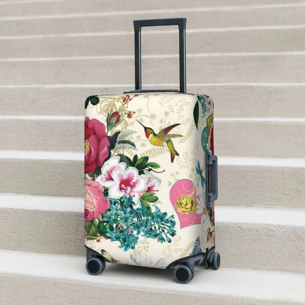 Zipper Rose Cover Print Bird Luggage inch Washable with Elastic Protective -Medium Suitcase Hidden Fits and 18-32 Easygdp Butterfly