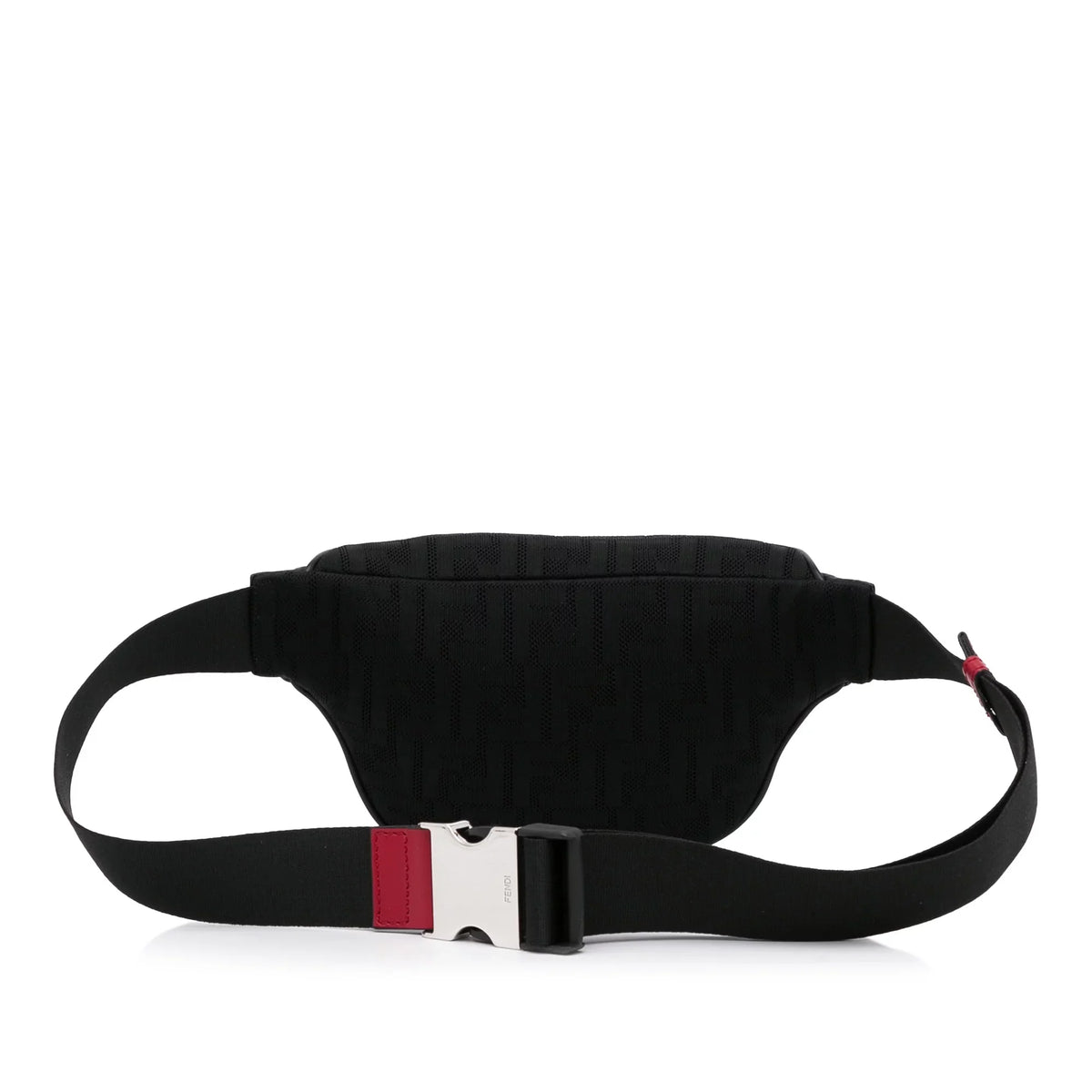 Grace Knit Vitello Neoprene Pre-Owned Bag Black Fabric FF Pocket Unisex Fendi (Good) Authenticated Perforated Belt
