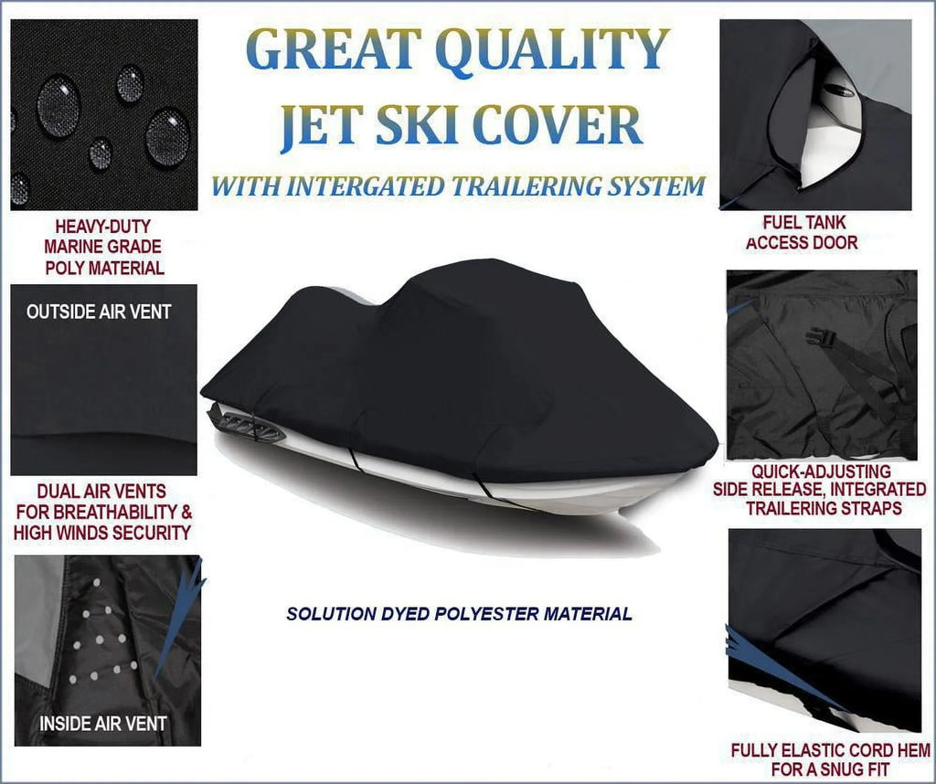 LX JT1500C8F for Compatible JET / Cover PWC 2022 SKI 2007-2021 Kawasaki BLACK Ultra 600D