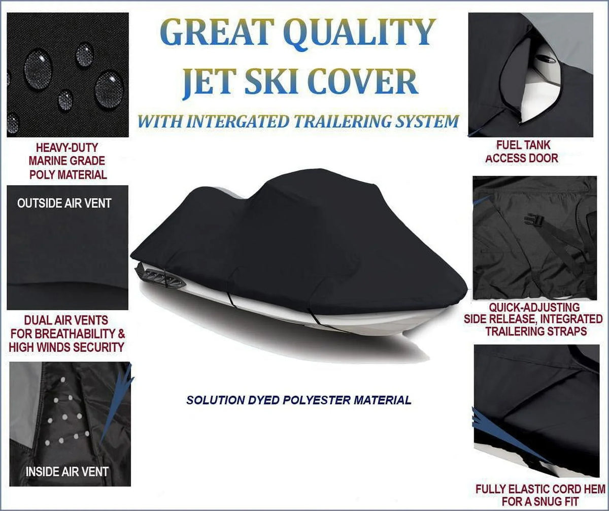 LX JT1500C8F for Compatible JET / Cover PWC 2022 SKI 2007-2021 Kawasaki BLACK Ultra 600D