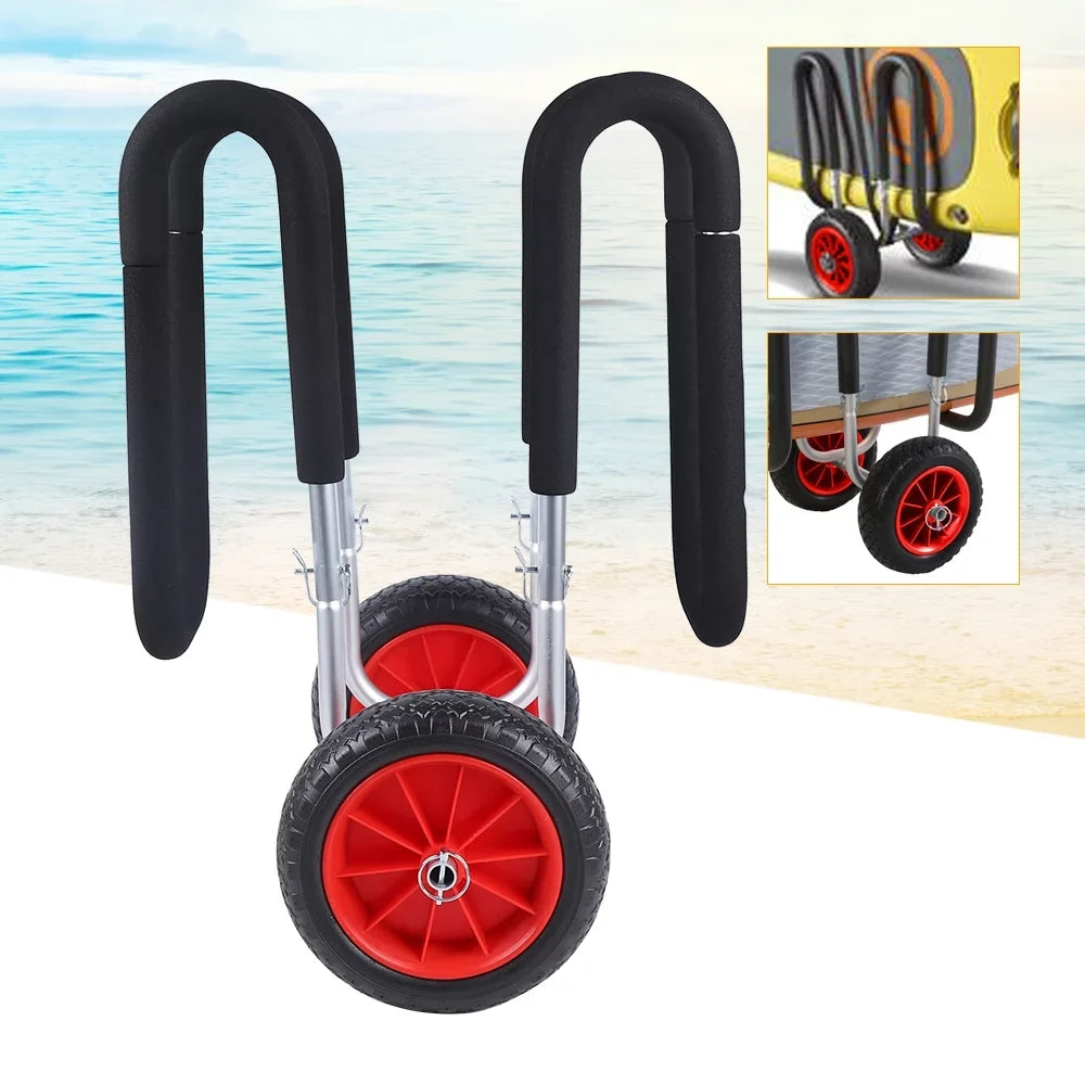 Veneer Paddle Trailer, Carrier Cart, Stand-Up Surfboard Beach Solid Airless Wheel Portable Beach Cart Board Double Aviation Cart Aluminum SUP PU