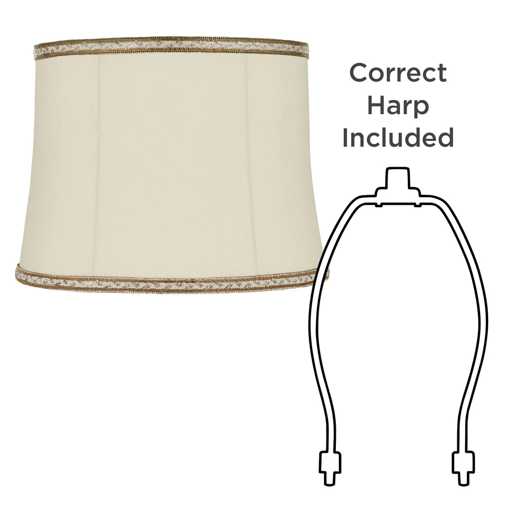 Cream Springcrest Fitting x Finial High 16" Drum Lamp Replacement 14" and Washer Harp 12" Medium Shades Bottom x Top Milano
