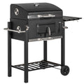 Charcoal Grill, Picnic Camping Storage Handle, Homiyad Wheels Portable Cooker for Bottom exterior Shelf, Backyard Side and Or BBQ Table, Black with