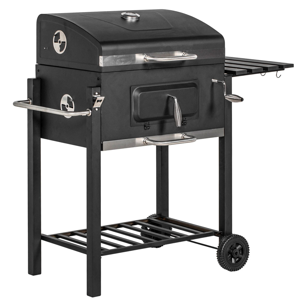 Charcoal Grill, Picnic Camping Storage Handle, Homiyad Wheels Portable Cooker for Bottom exterior Shelf, Backyard Side and Or BBQ Table, Black with