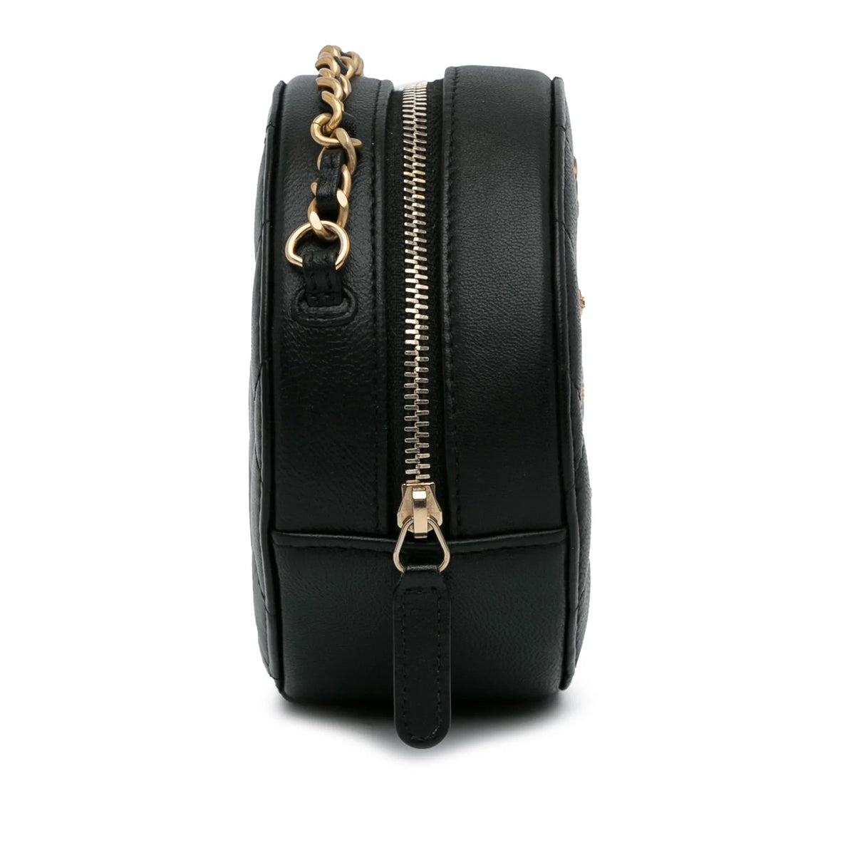 Unisex Leather Black Round Charms Bag Lucky Authenticated Lambskin (Good) Crossbody Pre-Owned